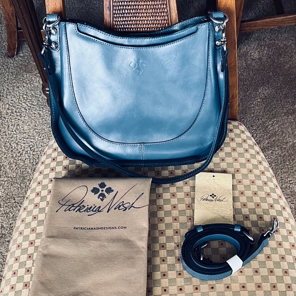 Patricia Nash Mirage Blue Shoulder Crossbody Distressed Vintage Leather Bag NWOT - Picture 9 of 15